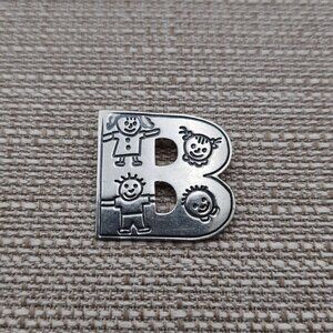 Sterling Silver Large Letter B Kids Teacher Pin Brooch A2298